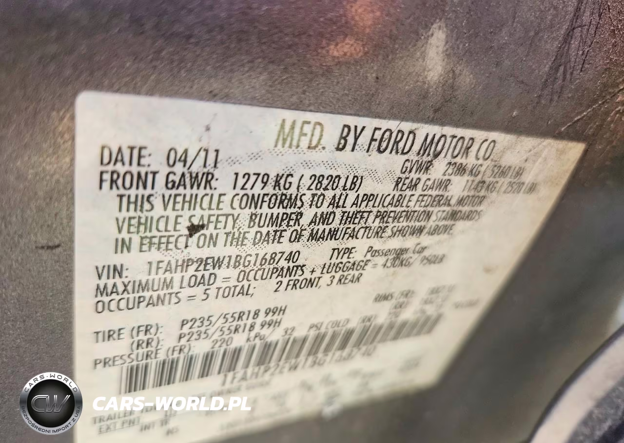 2011 Ford Taurus Sel VIN:1FAHP2EW1BG168740 - 12