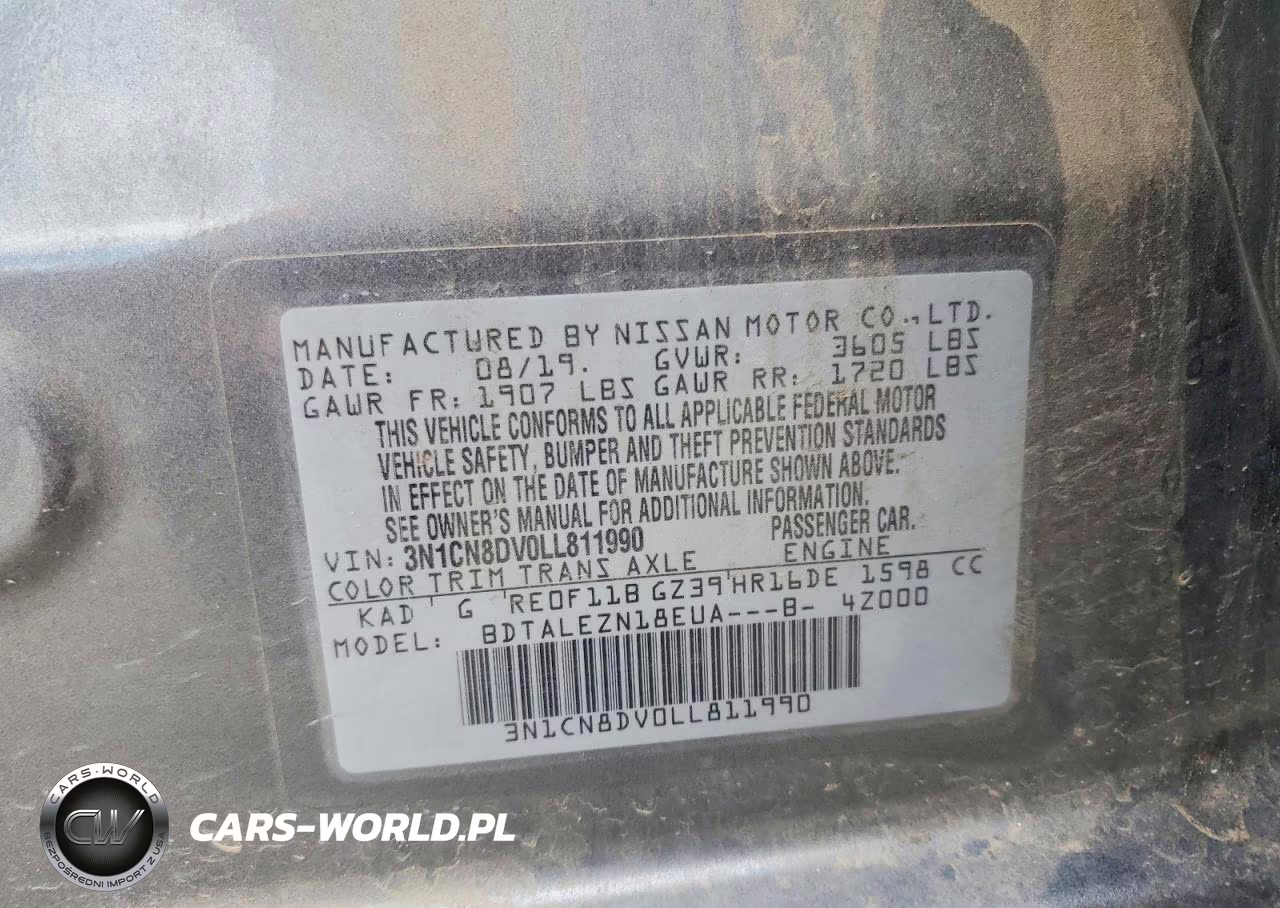 2020 Nissan Versa VIN:3N1CN8DV0LL811990 - 12
