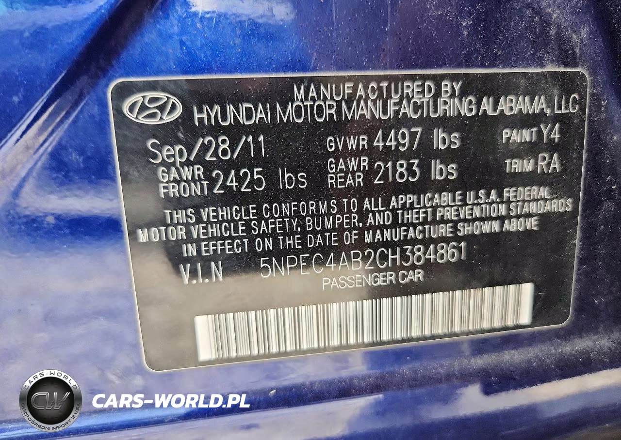 2012 Hyundai Sonata Se 2.0T VIN:5NPEC4AB2CH384861 - 12