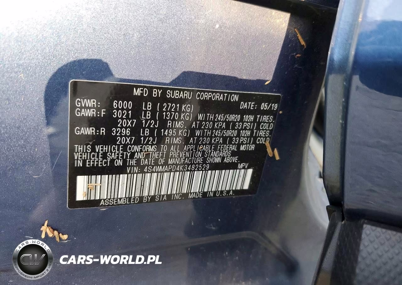 2019 Subaru Ascent Limited VIN:4S4WMAPD4K3482529 - 13