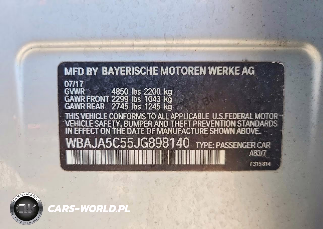 2018 BMW 530 I VIN:WBAJA5C55JG898140 - 12