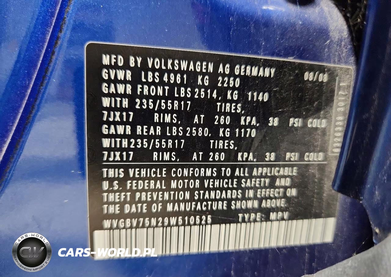 2009 Volkswagen Tiguan Se VIN:WVGBV75N29W510525 - 13