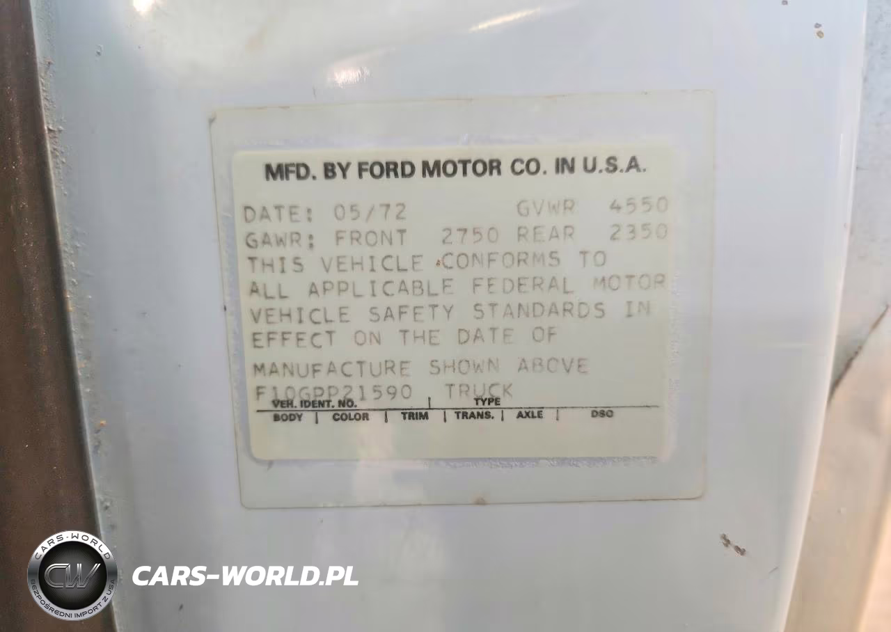 1972 Ford F100 VIN:F10GPP21590 - 12