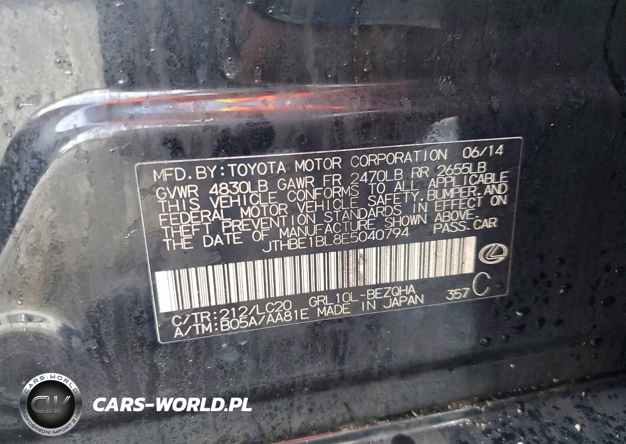 2014 Lexus Gs 350 VIN:JTHBE1BL8E5040794 - 12