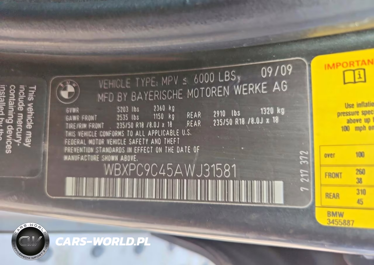 2010 BMW X3 xDrive30I VIN:WBXPC9C45AWJ31581 - 13