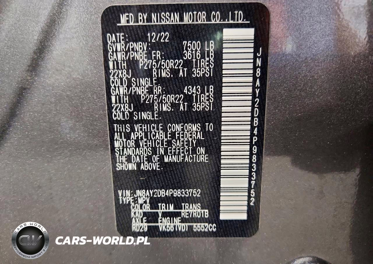 2023 Nissan Armada Platinum VIN:JN8AY2DB4P9833752 - 13