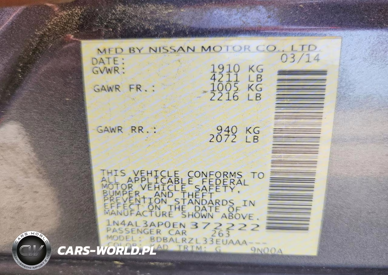 2014 Nissan Altima 2.5 S VIN:1N4AL3AP0EN372222 - 12