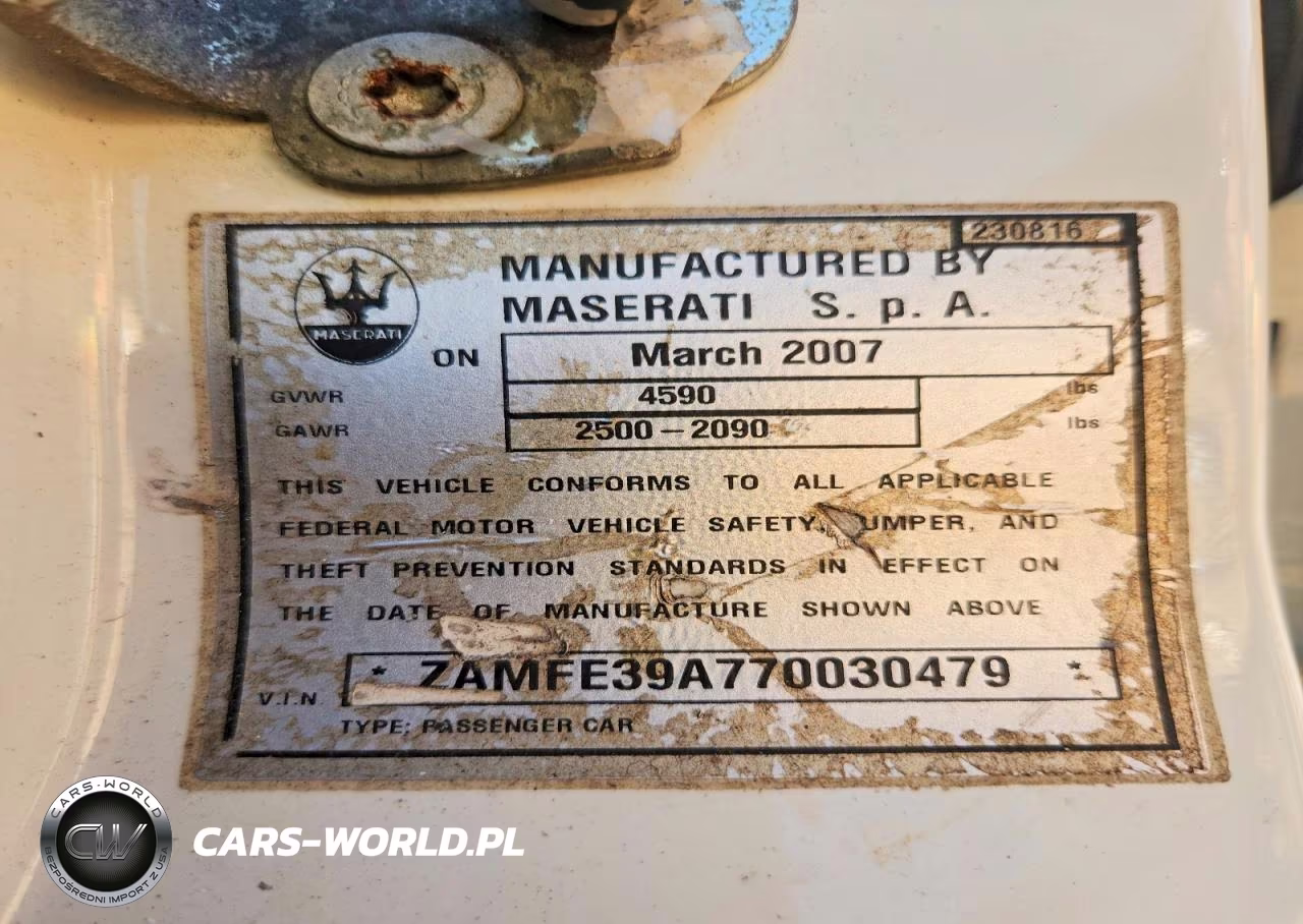 2007 Maserati Quattroporte M139 VIN:ZAMFE39A770030479 - 12