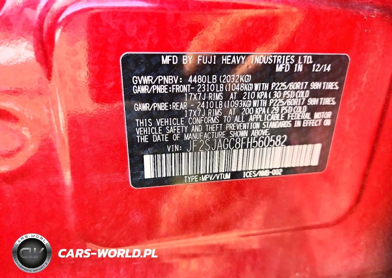 2015 Subaru Forester 2.5I Premium VIN:JF2SJAGC8FH560582 - 13