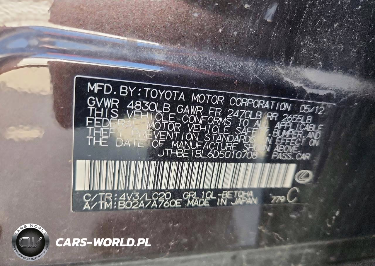 2013 Lexus Gs 350 VIN:JTHBE1BL6D5010708 - 12