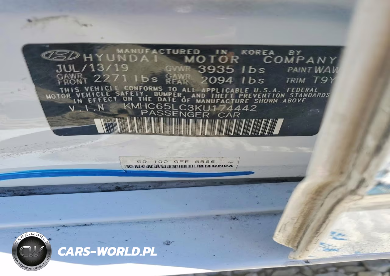 2019 Hyundai Ioniq Blue VIN:KMHC65LC3KU174442 - 12