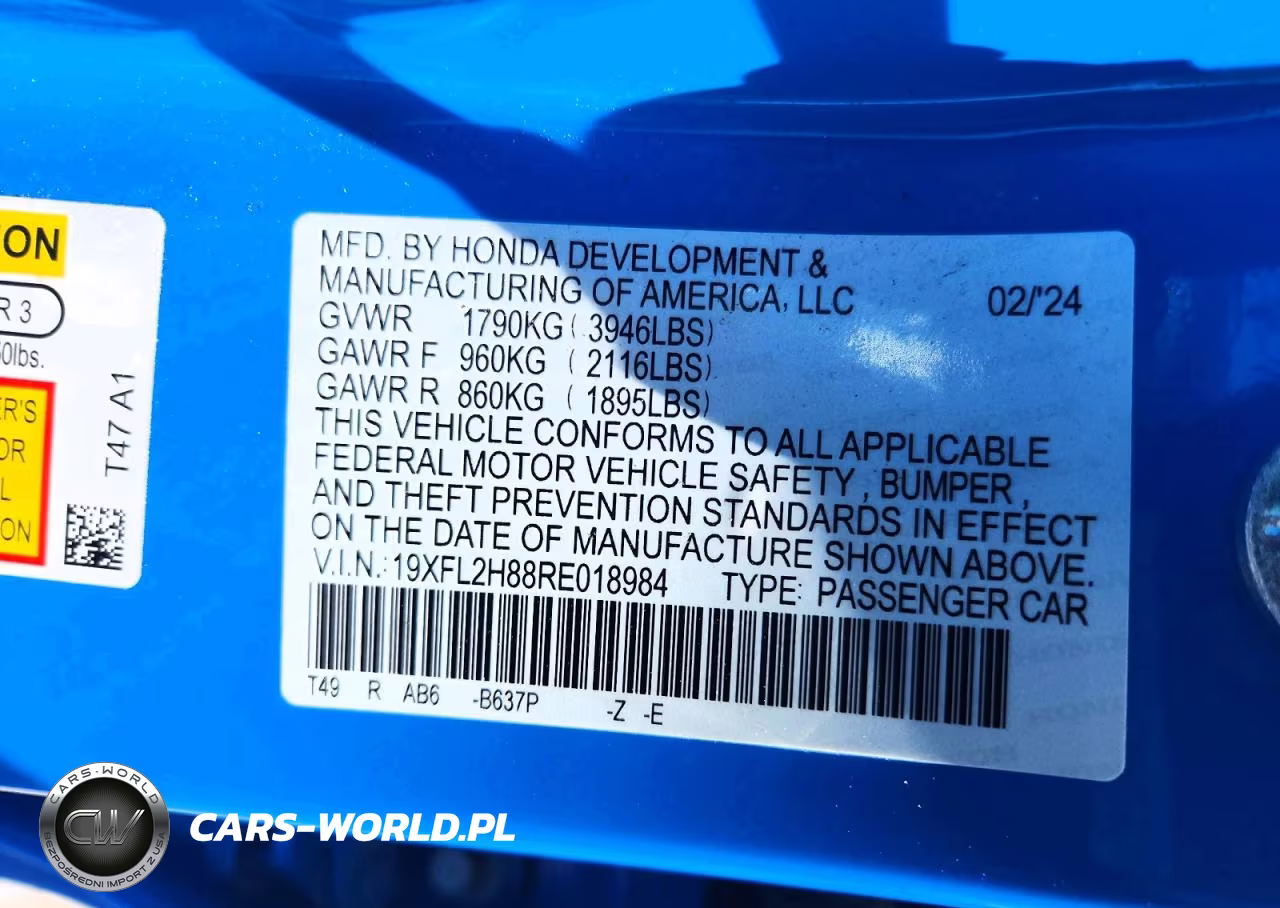 2024 Honda Civic Sport VIN:19XFL2H88RE018984 - 12