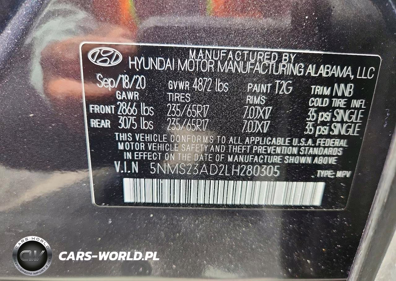 2020 Hyundai Santa Fe Se VIN:5NMS23AD2LH280305 - 14