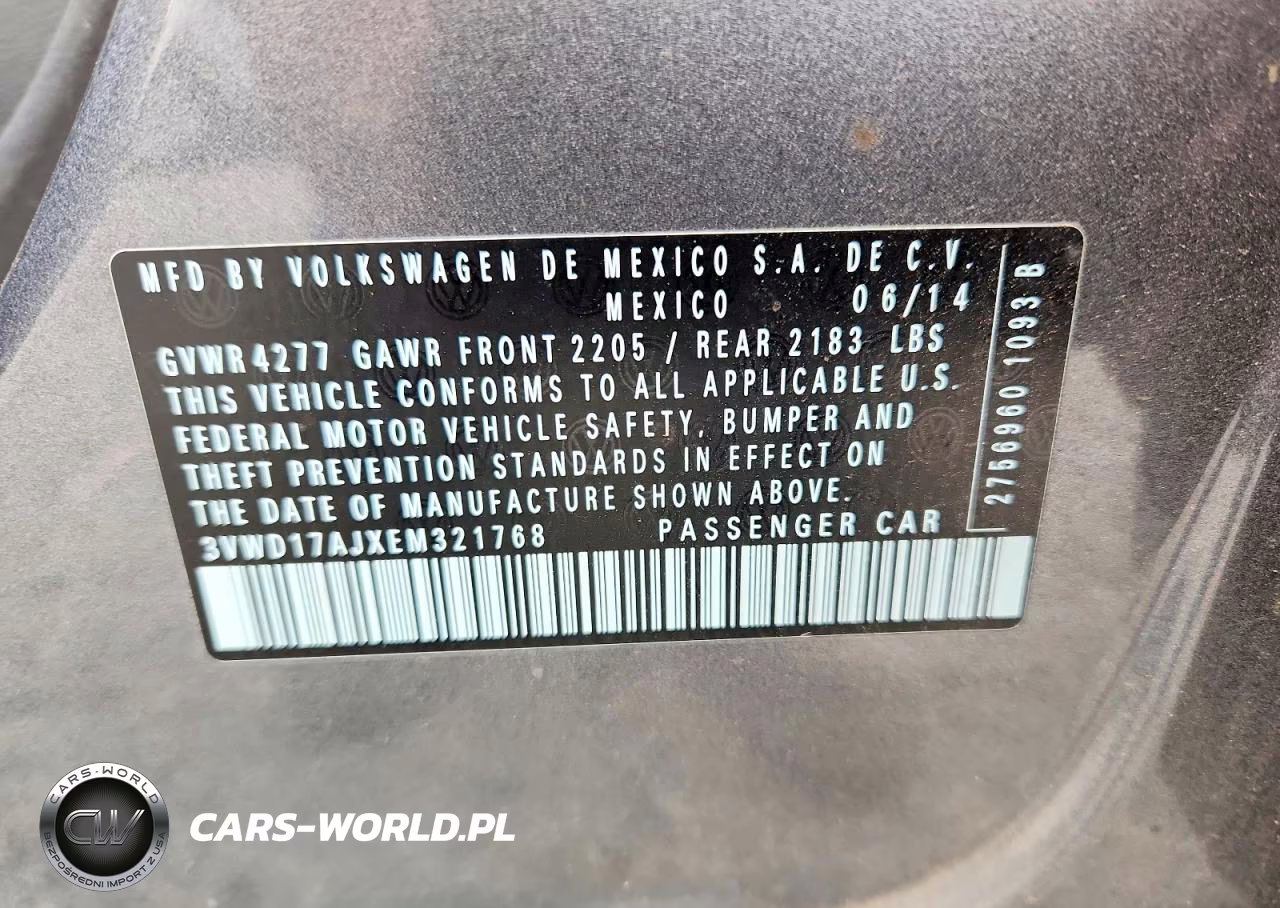 2014 Volkswagen Jetta Se VIN:3VWD17AJXEM321768 - 12