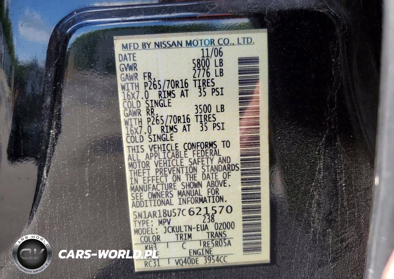 2007 Nissan Pathfinder S VIN:5N1AR18U57C621570 - 13