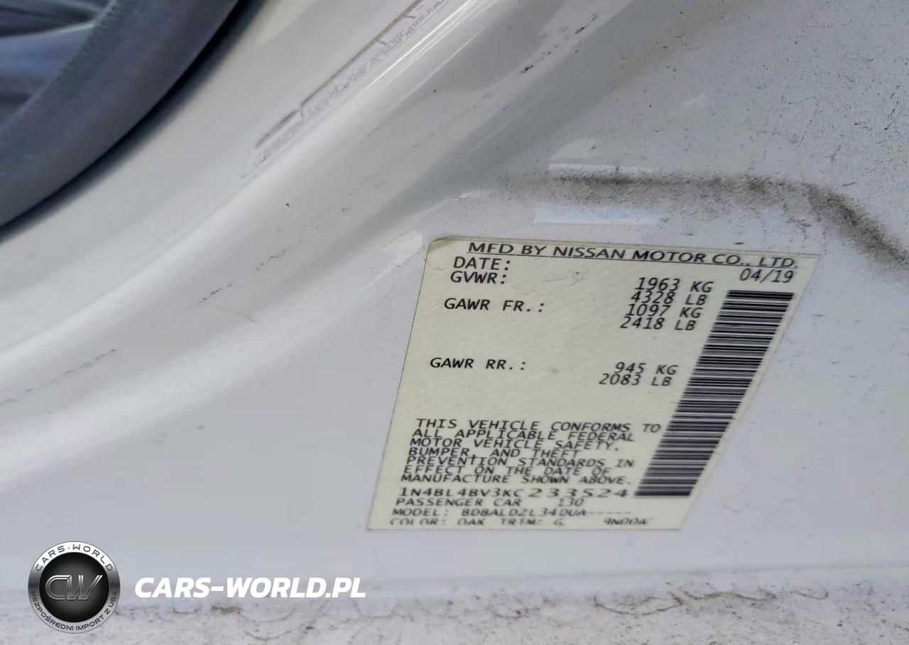 2019 Nissan Altima S VIN:1N4BL4BV3KC233524 - 12