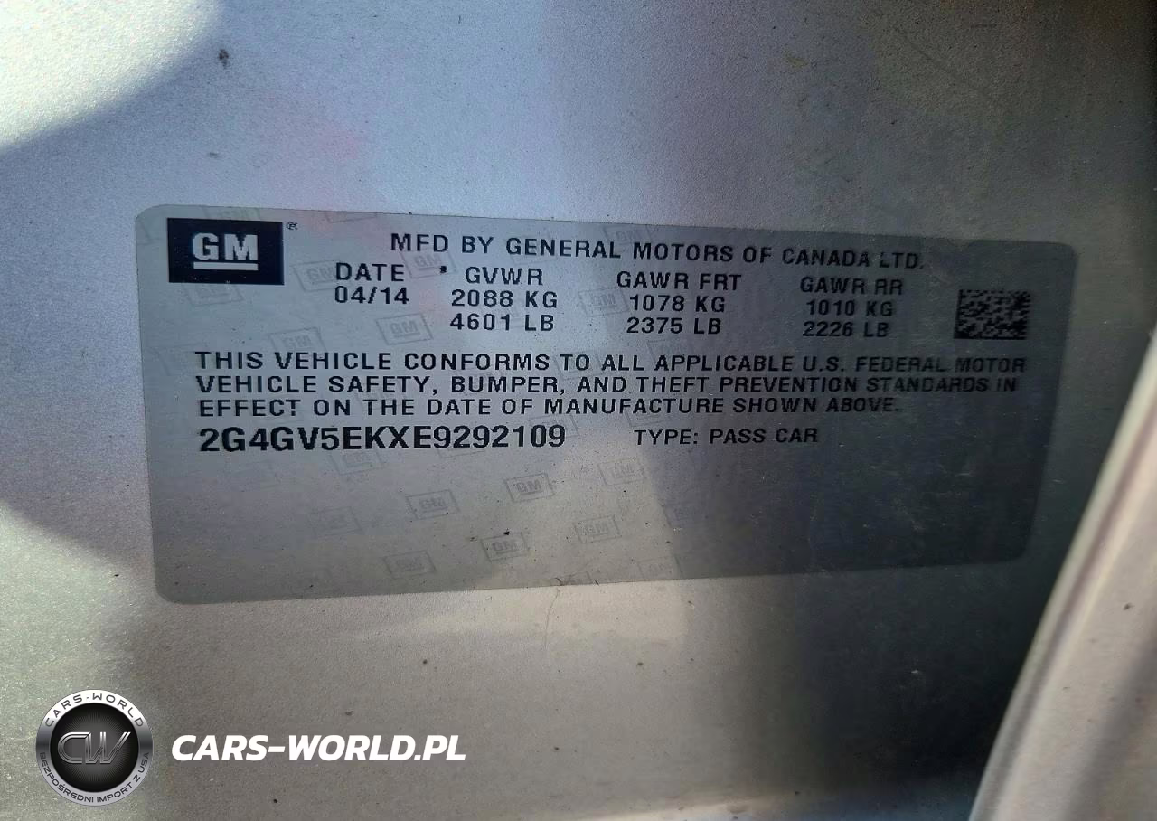 2014 Buick Regal VIN:2G4GV5EKXE9292109 - 12
