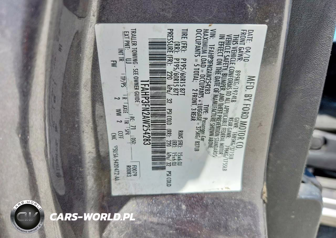 2010 Ford Focus Se VIN:1FAHP3FN2AW254283 - 12