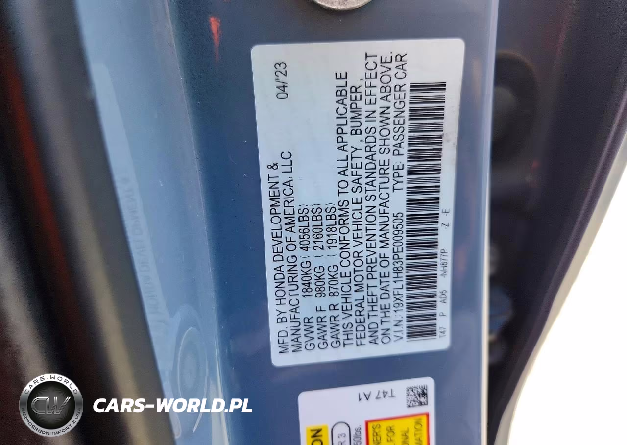 2023 Ford Civic VIN:19XFL1H83PE009505 - 12