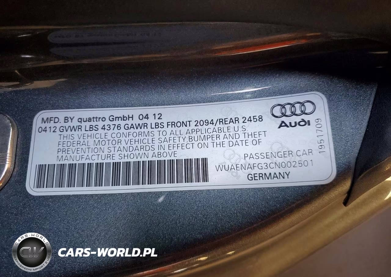 2012 Audi R8 5.2 Quattro VIN:WUAENAFG3CN002501 - 12