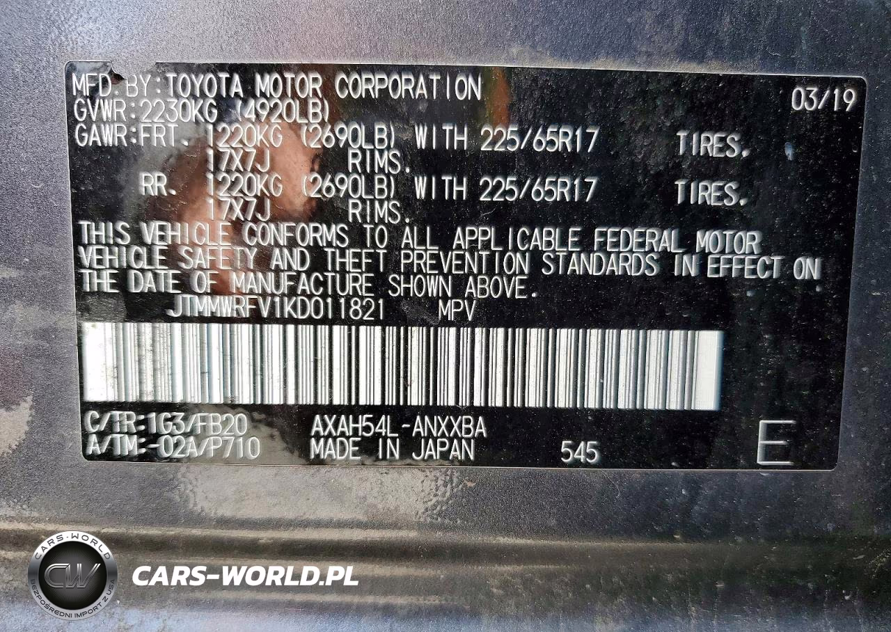 2019 Toyota Rav4 Le VIN:JTMMWRFV1KD011821 - 13