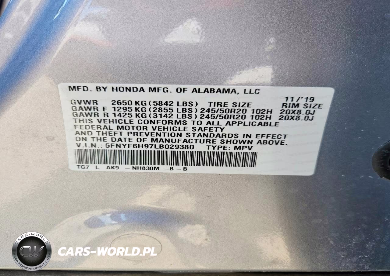 2020 Honda Pilot Touring VIN:5FNYF6H97LB029380 - 13
