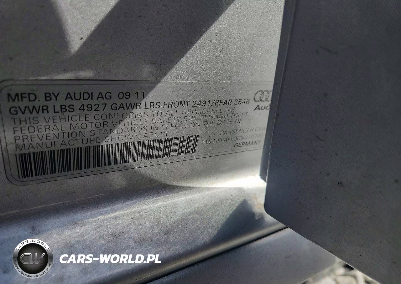 2012 Audi A4 Premium Plus VIN:WAUFFAFL0CN010340 - 12