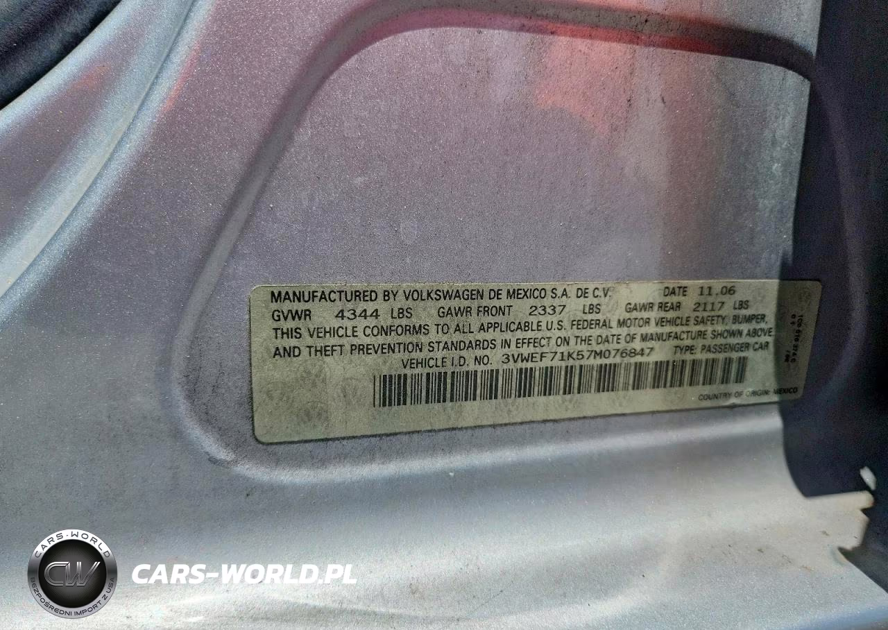 2007 Volkswagen Jetta Wolfsburg VIN:3VWEF71K57M076847 - 12