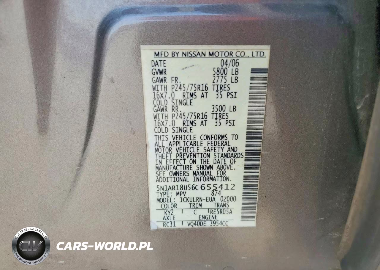 2006 Nissan Pathfinder S VIN:5N1AR18U56C655412 - 13