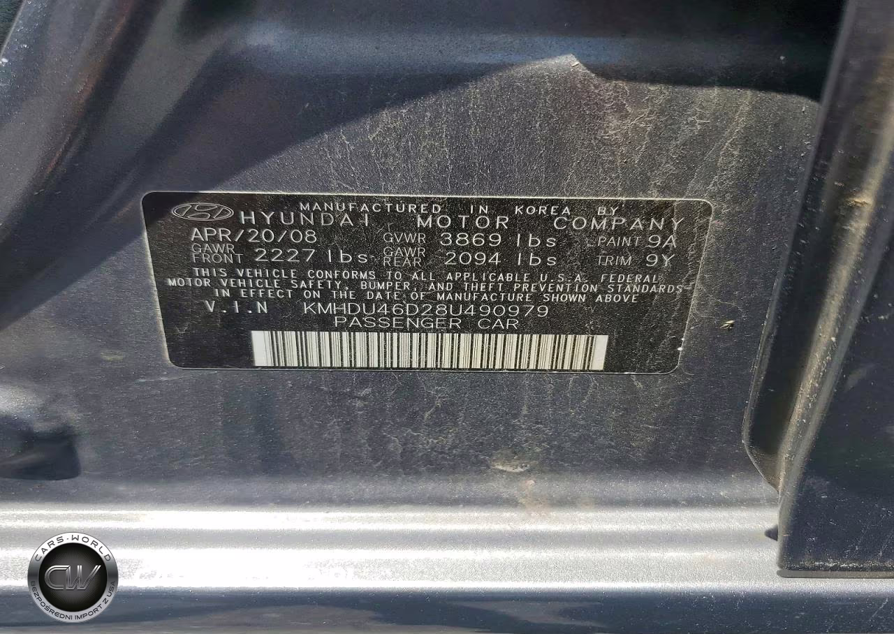 2008 Hyundai Elantra Gls VIN:KMHDU46D28U490979 - 12
