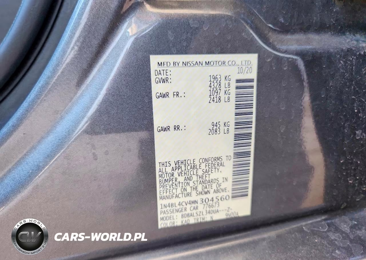 2021 Nissan Altima Sr VIN:1N4BL4CV4MN304560 - 13
