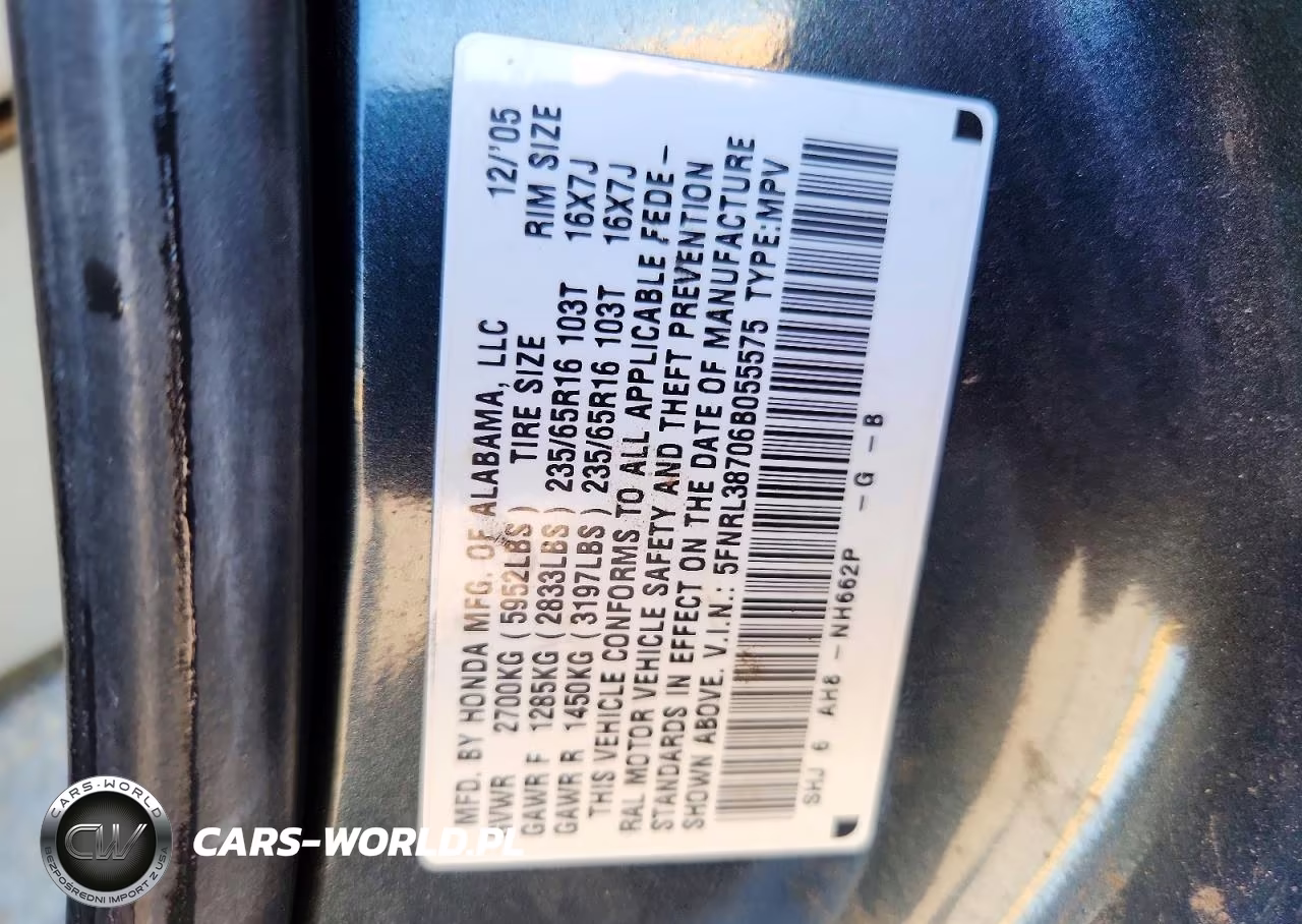 2006 Honda Odyssey Exl VIN:5FNRL38706B055575 - 12