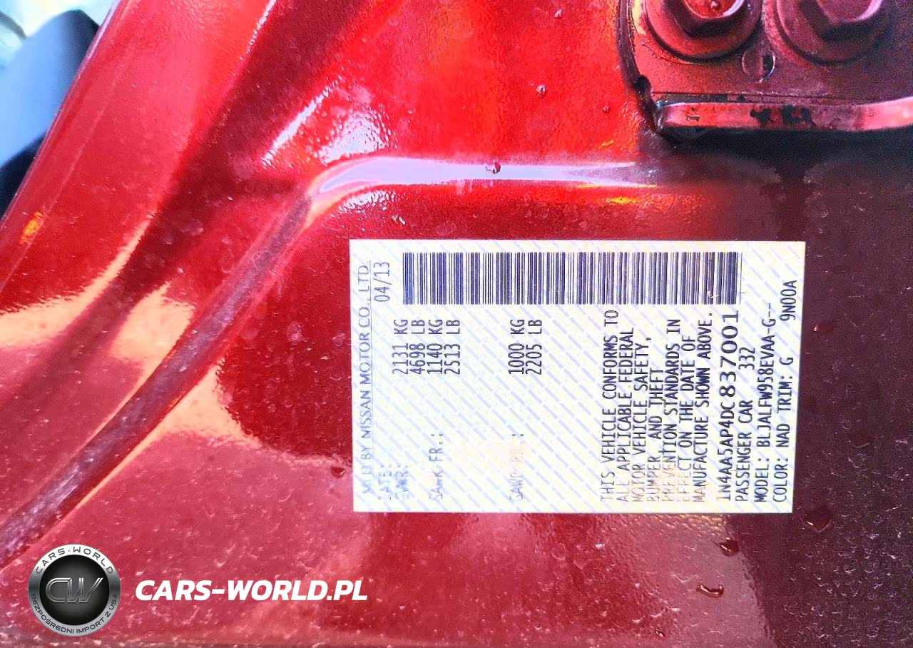 2013 Nissan Maxima S-Sv VIN:1N4AA5AP4DC837001 - 13