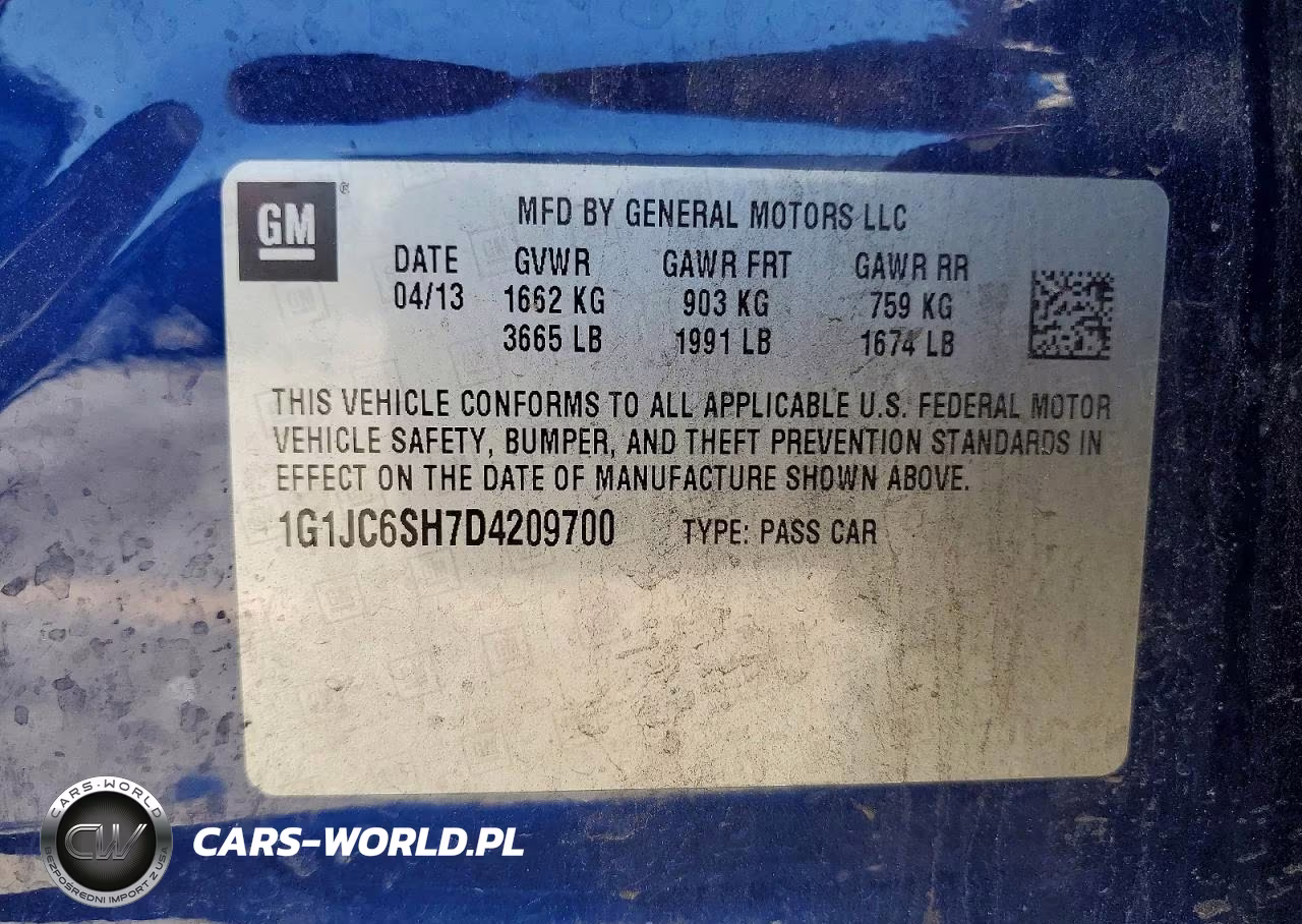 2013 Chevrolet Sonic Lt VIN:1G1JC6SH7D4209700 - 12