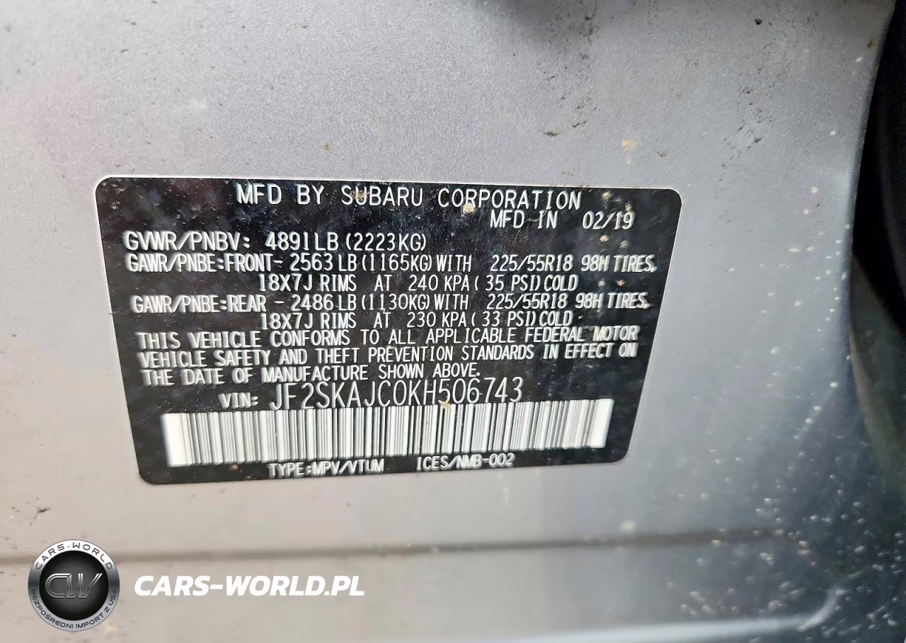 2019 Subaru Forester Sport VIN:JF2SKAJC0KH506743 - 12