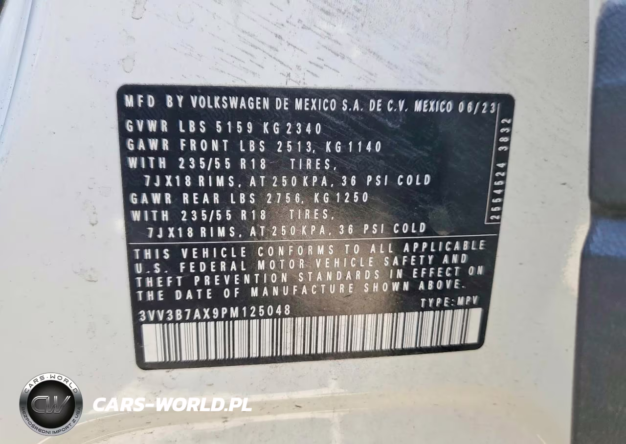 2023 Volkswagen Tiguan Se VIN:3VV3B7AX9PM125048 - 13