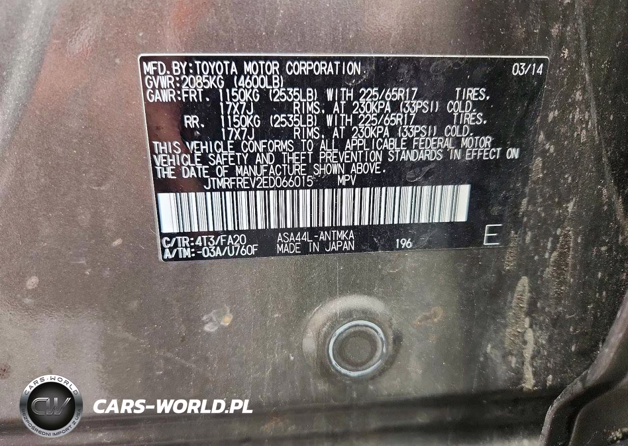 2014 Toyota Rav4 Xle VIN:JTMRFREV2ED066015 - 13