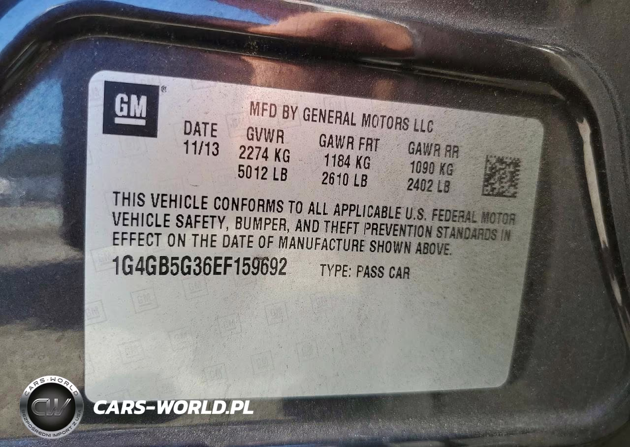 2014 Buick Lacrosse VIN:1G4GB5G36EF159692 - 12
