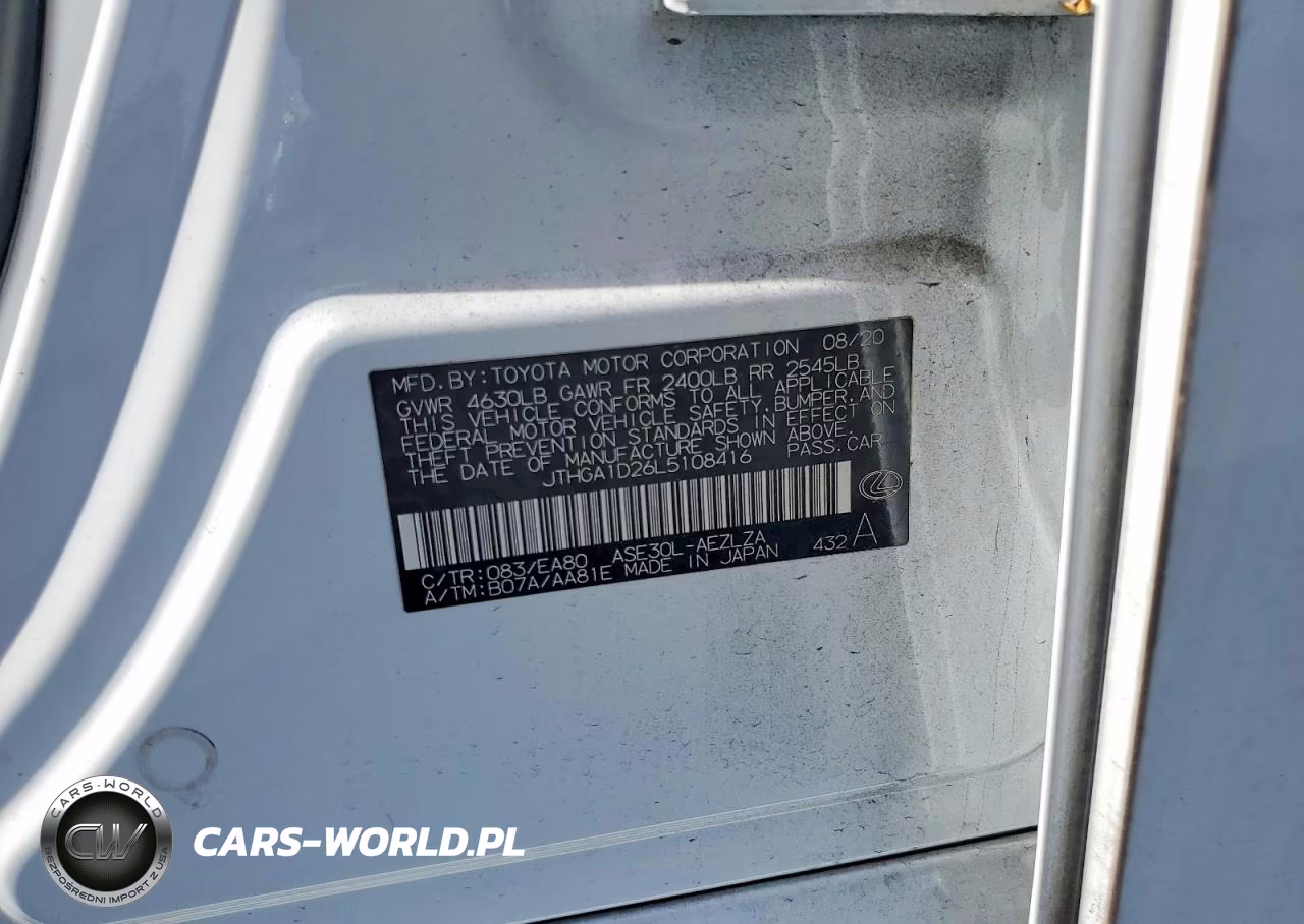 2020 Lexus Is 300 F Sport VIN:JTHGA1D26L5108416 - 12