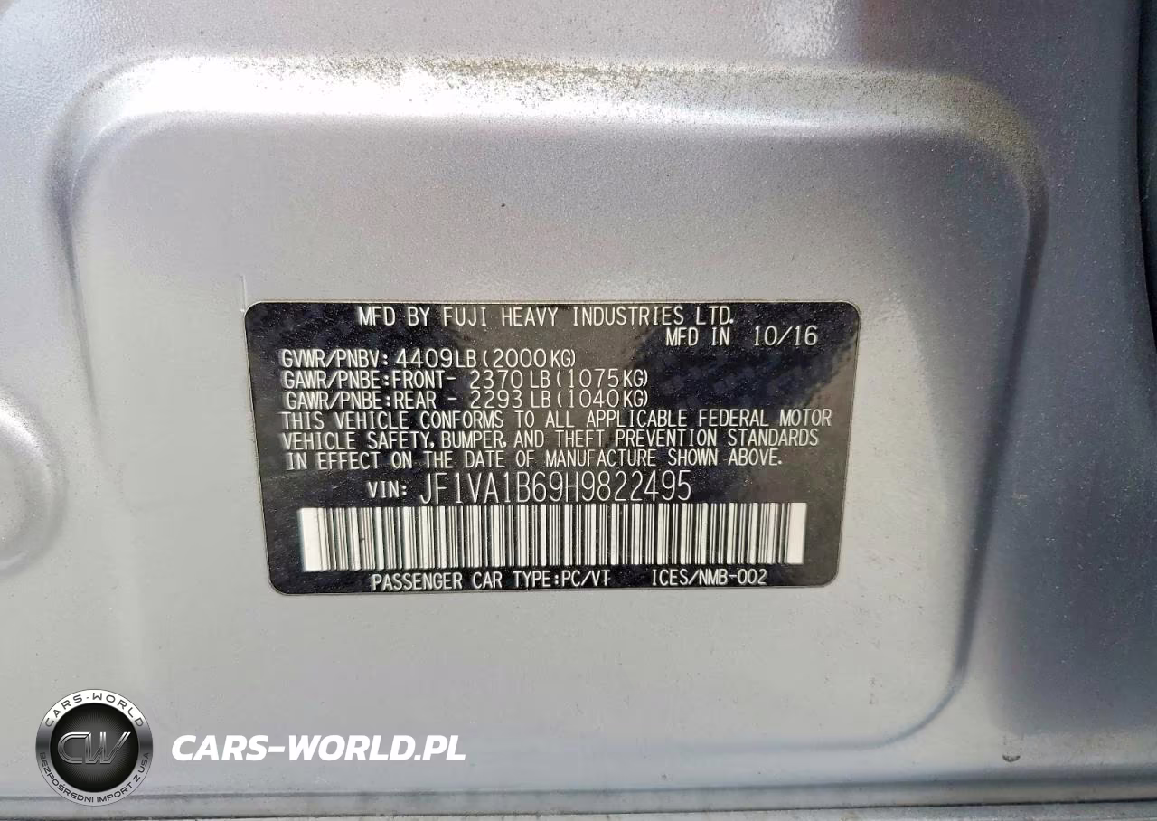 2017 Subaru Wrx VIN:JF1VA1B69H9822495 - 12