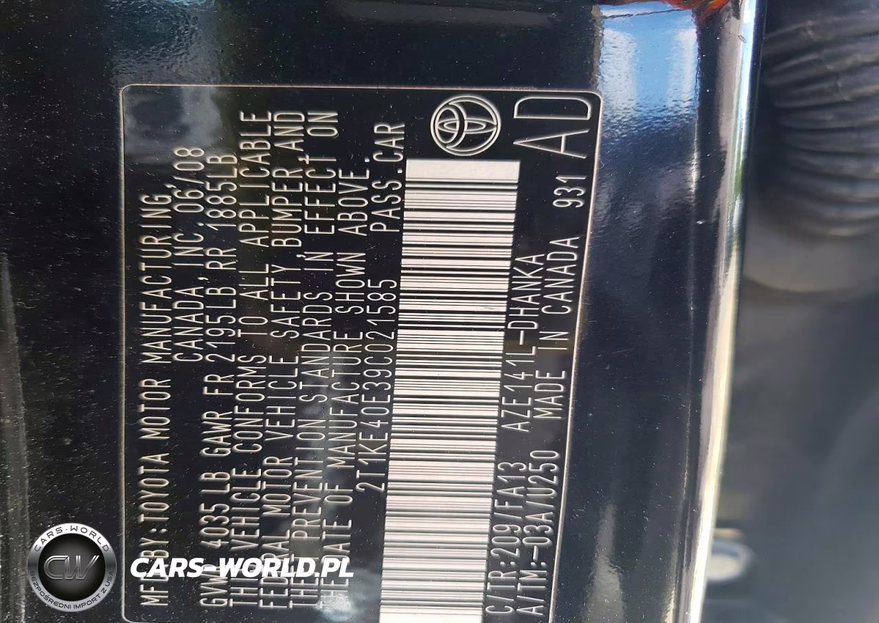 2009 Toyota Corolla Matrix S VIN:2T1KE40E39C021585 - 12