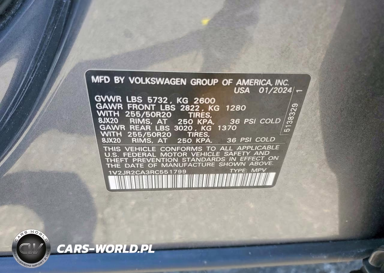 2024 Volkswagen Atlas Se VIN:1V2JR2CA3RC551799 - 13
