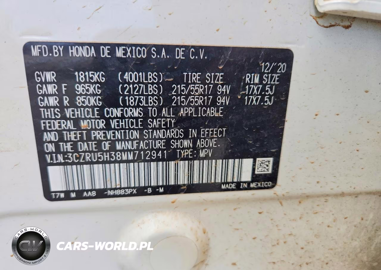2021 Honda Hr-V Lx VIN:3CZRU5H38MM712941 - 12