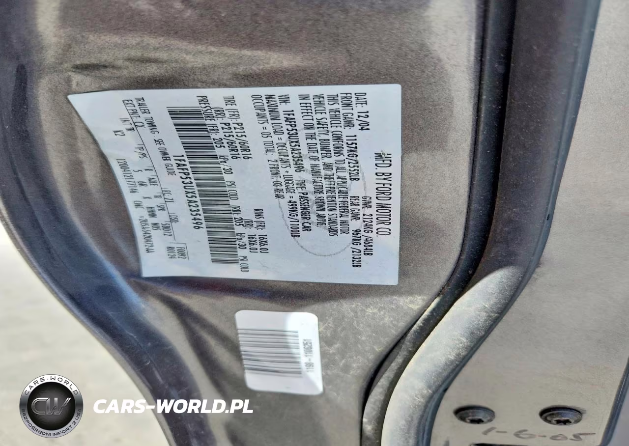 2005 Ford Taurus Se VIN:1FAFP53UX5A235496 - 12