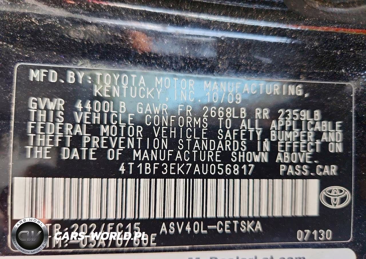 2010 Toyota Camry Base VIN:4T1BF3EK7AU056817 - 12