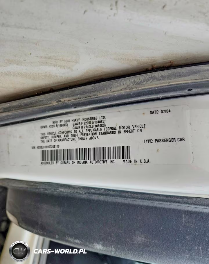 2005 Subaru Legacy 2.5I VIN:4S3BL616957208110 - 12