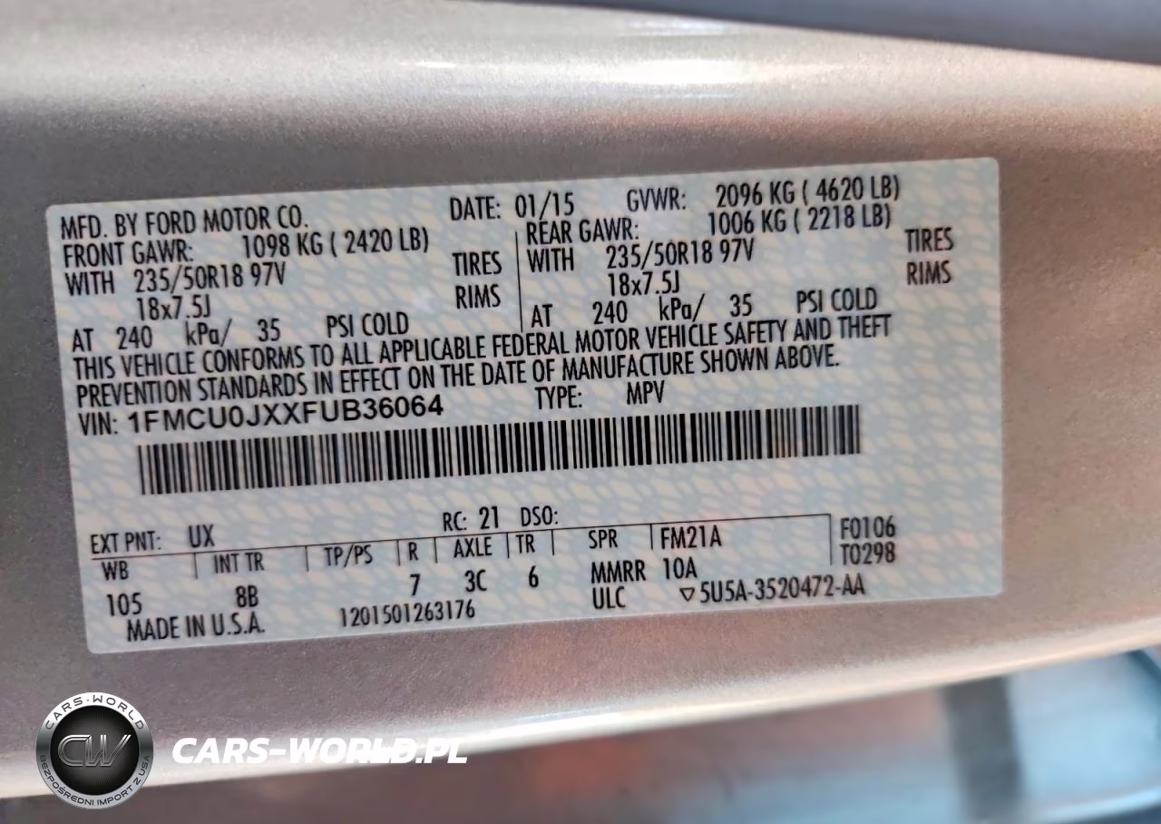2015 Ford Escape Titanium VIN:1FMCU0JXXFUB36064 - 12