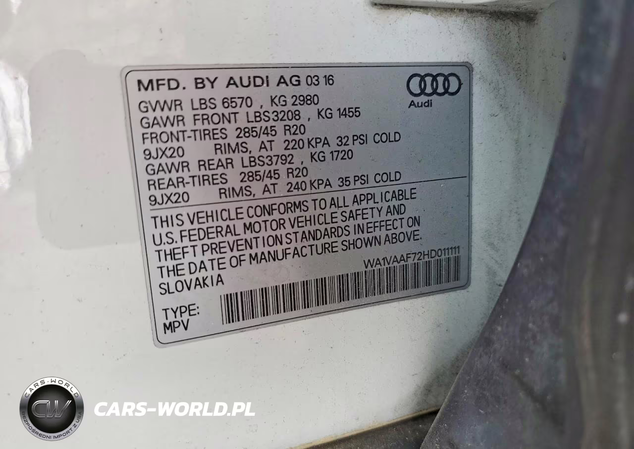 2017 Audi Q7 Prestige VIN:WA1VAAF72HD011111 - 13