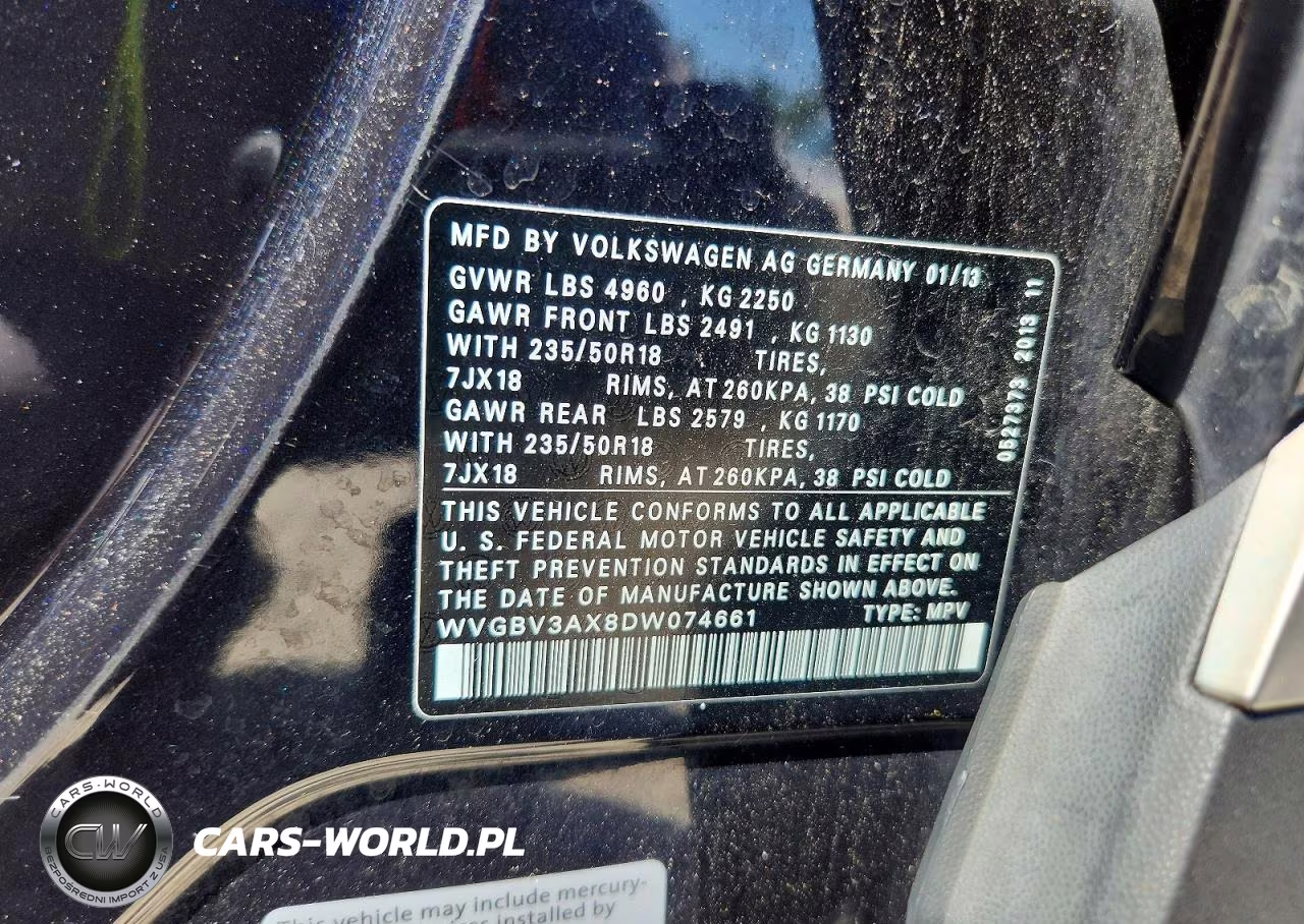 2013 Volkswagen Tiguan S VIN:WVGBV3AX8DW074661 - 13