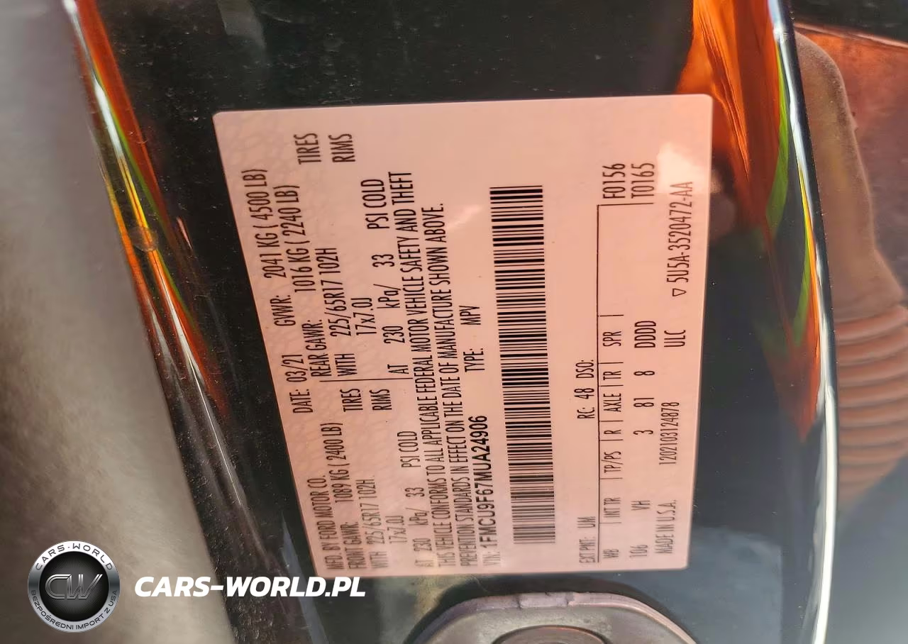 2021 Ford Escape S VIN:1FMCU9F67MUA24906 - 12